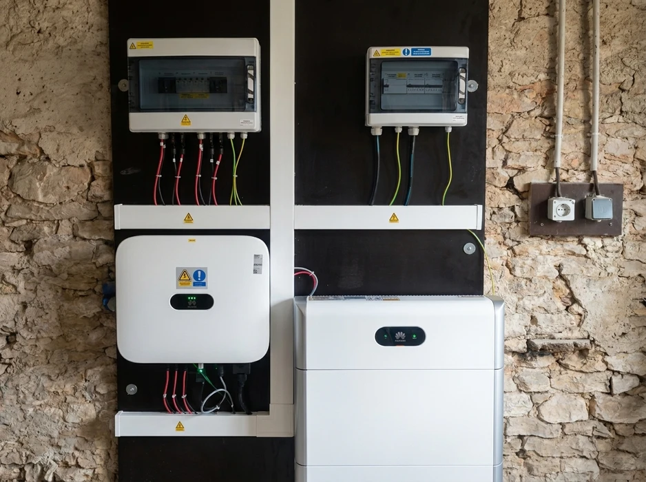 Maison résidentielle avec installation de panneaux solaires photovoltaïques sur toiture en tuiles